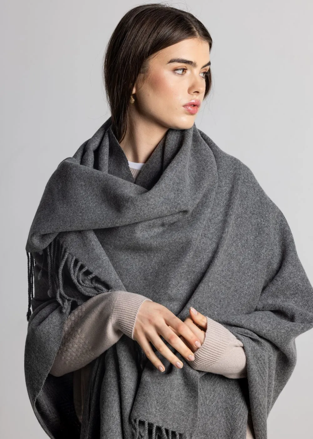 100% Cashmere Shawl - Charcoal