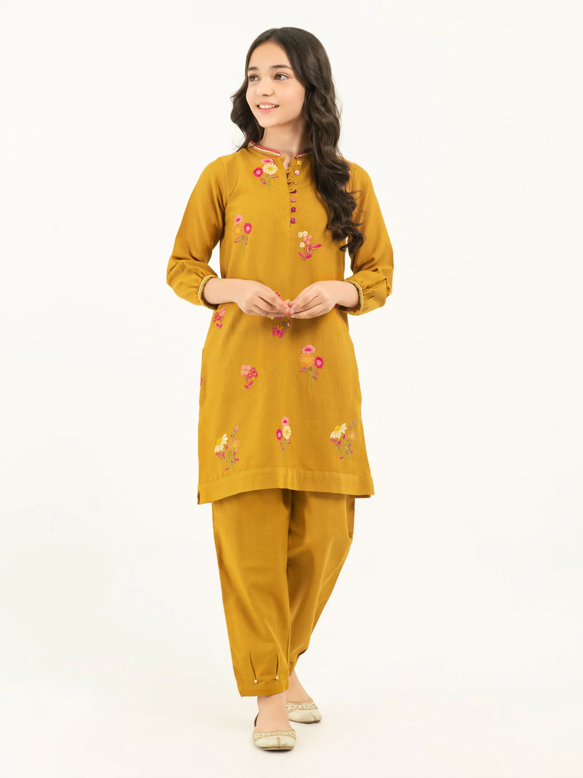 2 Piece Khaddar Suit-Embroidered (Pret)