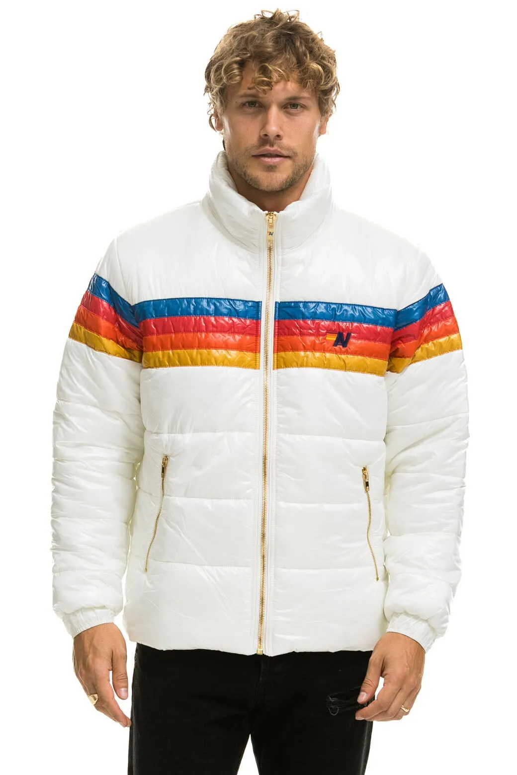 4 STRIPE LUXE TRAVELER JACKET - GLOSSY WHITE