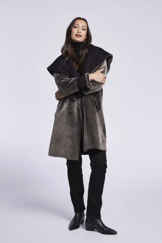 #4284 Shearling coat with convertible collar