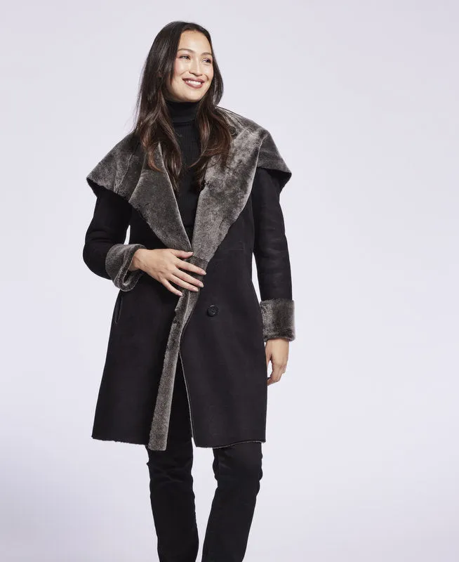 #4284 Shearling coat with convertible collar