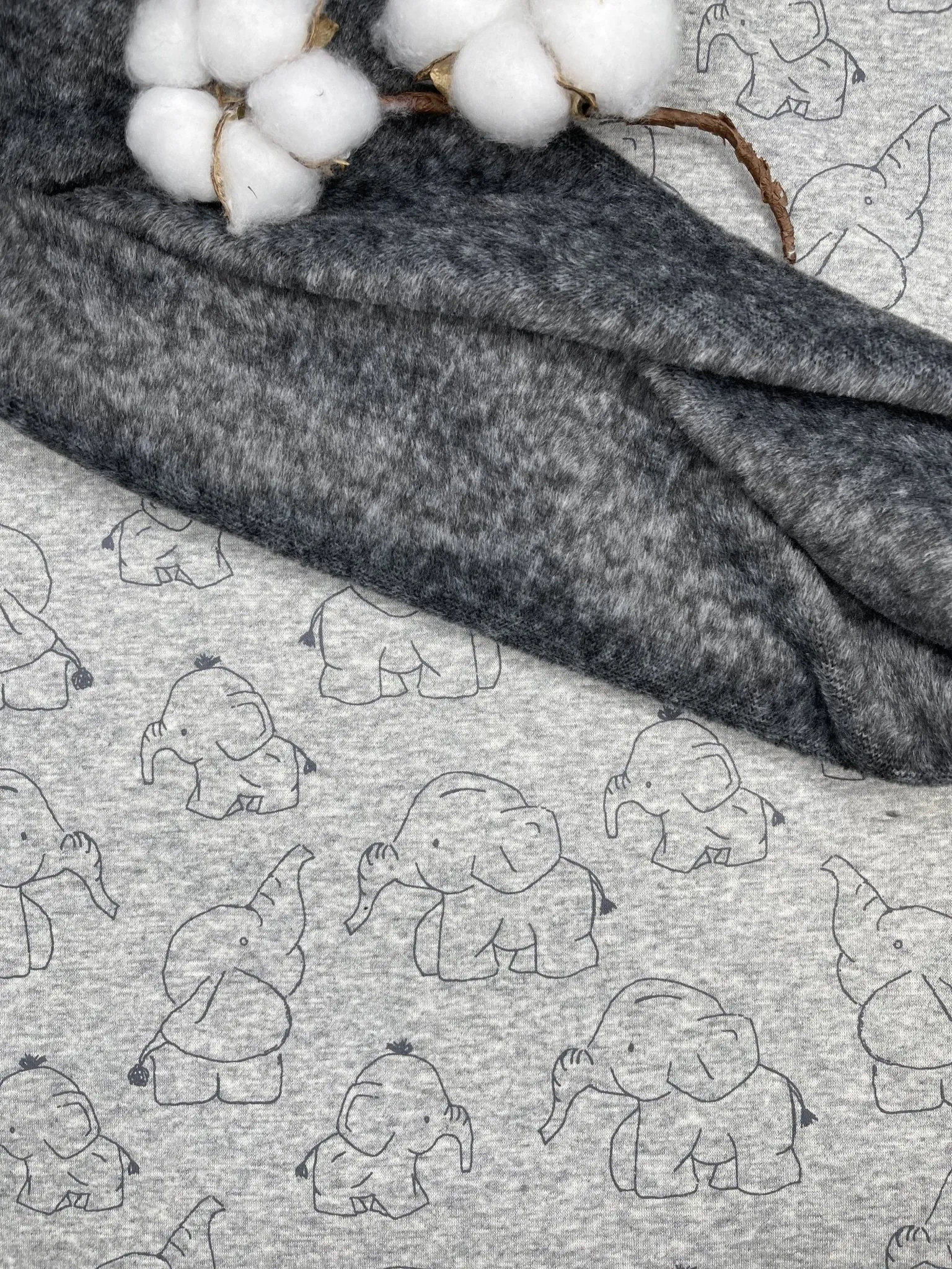 Alpine Fleece Elephants  Print  Fabric