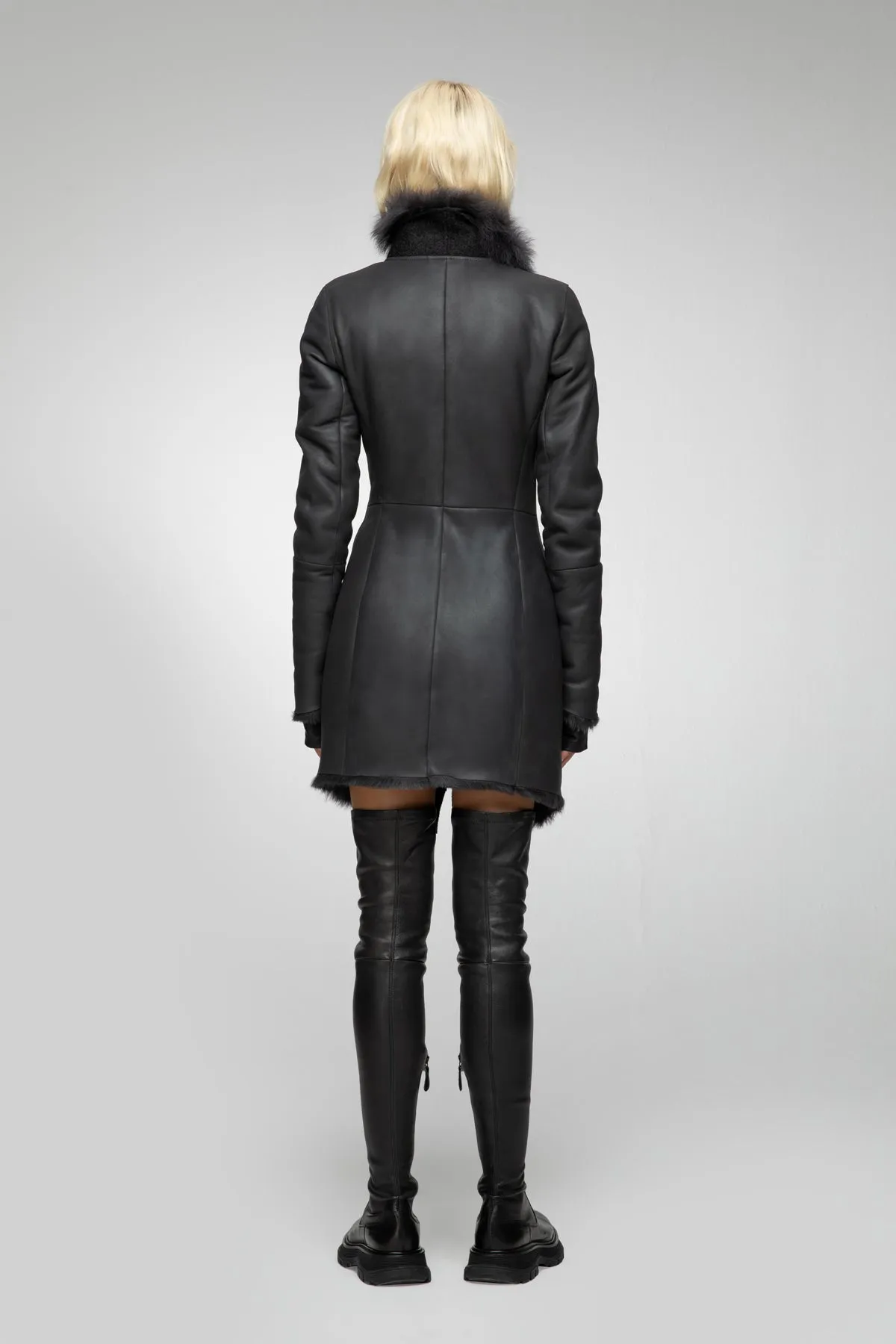 Ariel - Anthracite Shearling Coat