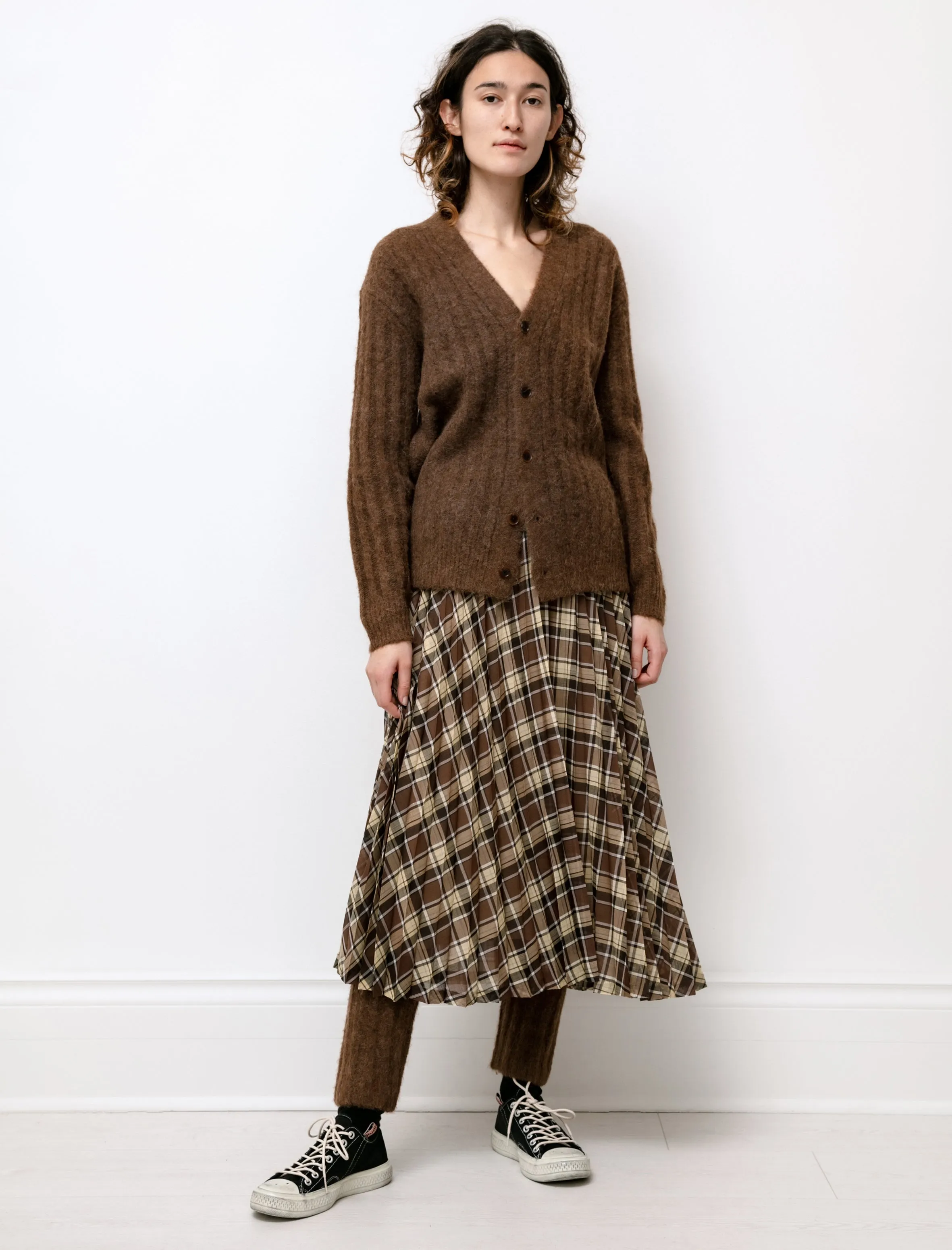 Baby Alpaca Wool Rib Pants Brown