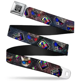 BD Wings Logo CLOSE-UP Full Color Black Silver Seatbelt Belt - 3-D TV Cats in Space Webbing