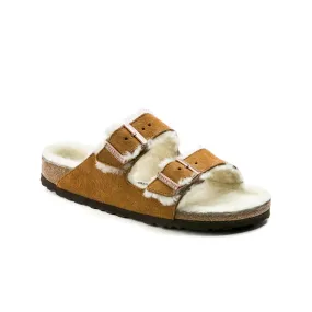 Birkenstock Arizona Shearling Suede Leather (Mink) Women's Sandals 1001135  1001135