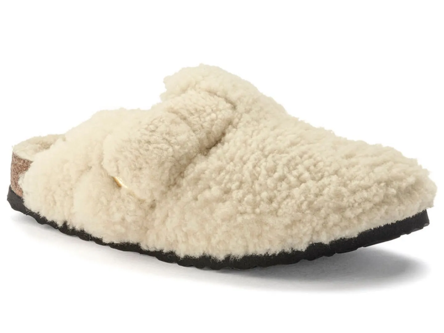 Birkenstock: Boston Big Buckle Shearling in Eggshell