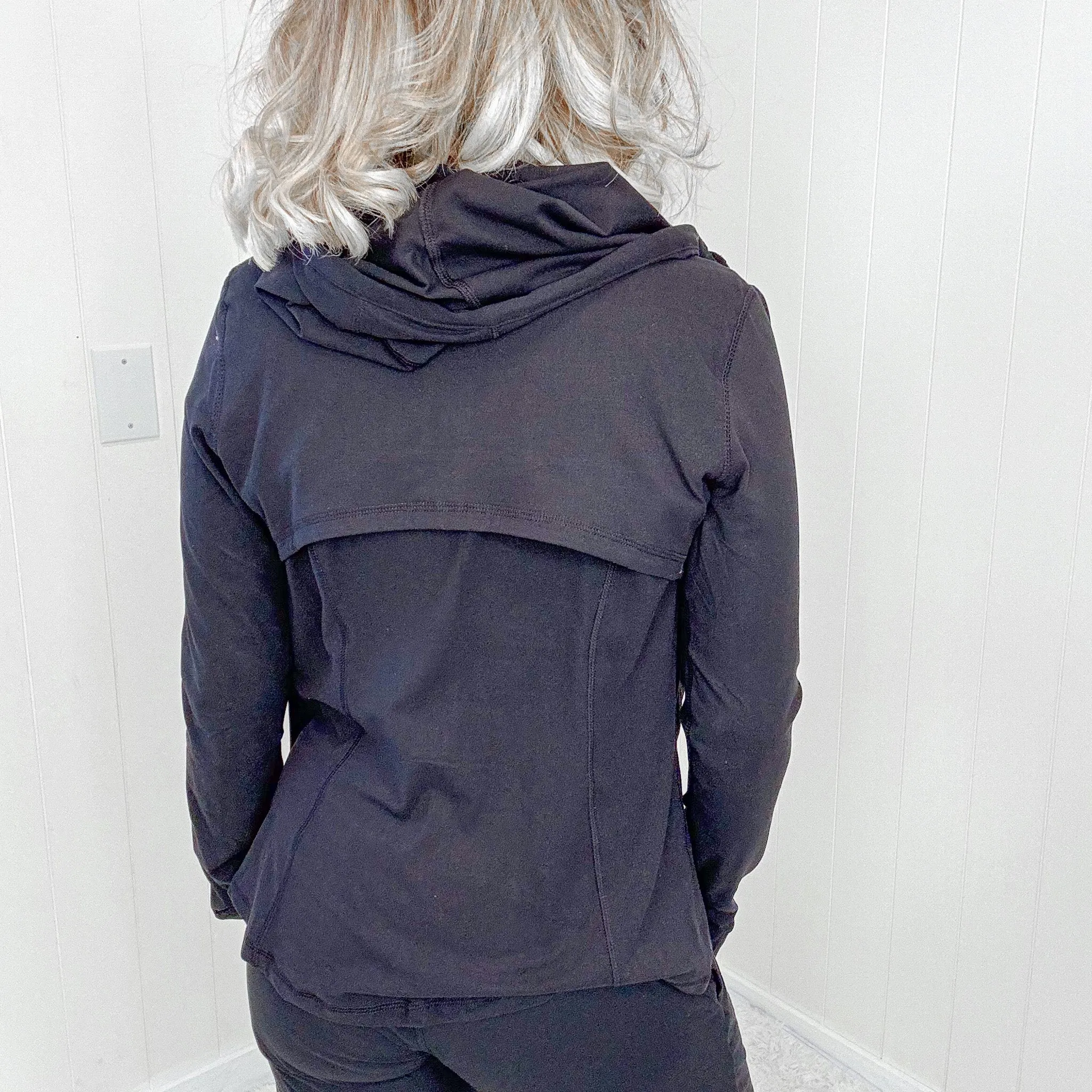 Black Athletic Soft Jacket with Hoodie