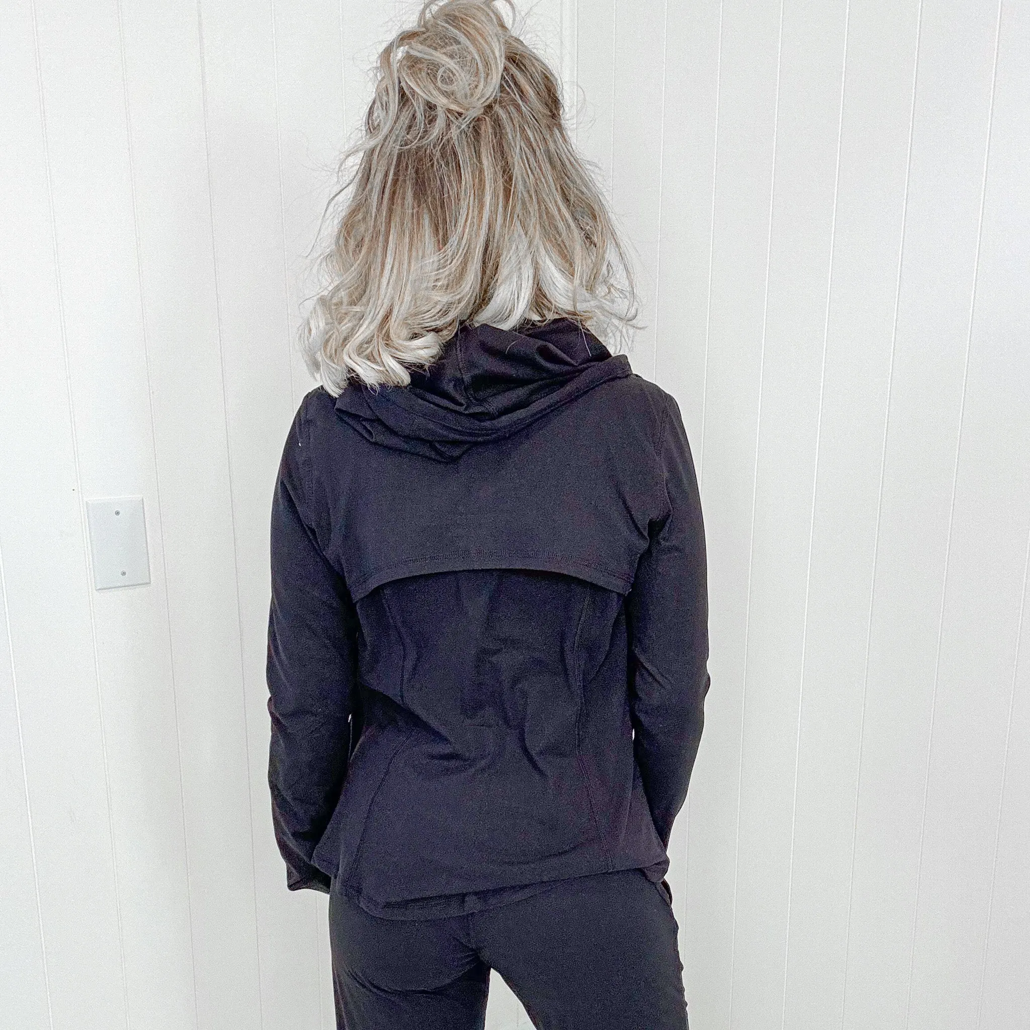 Black Athletic Soft Jacket with Hoodie