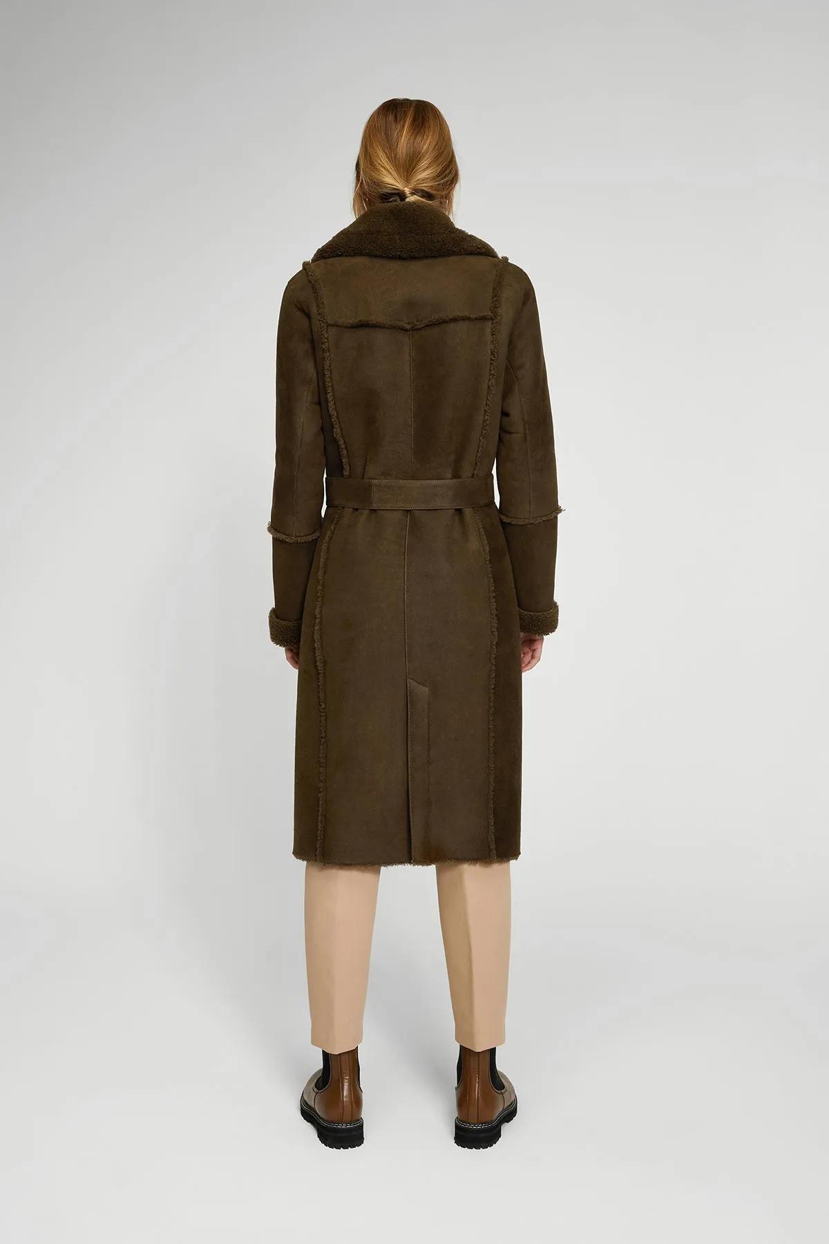 Brown Tobacco Shearling Coat