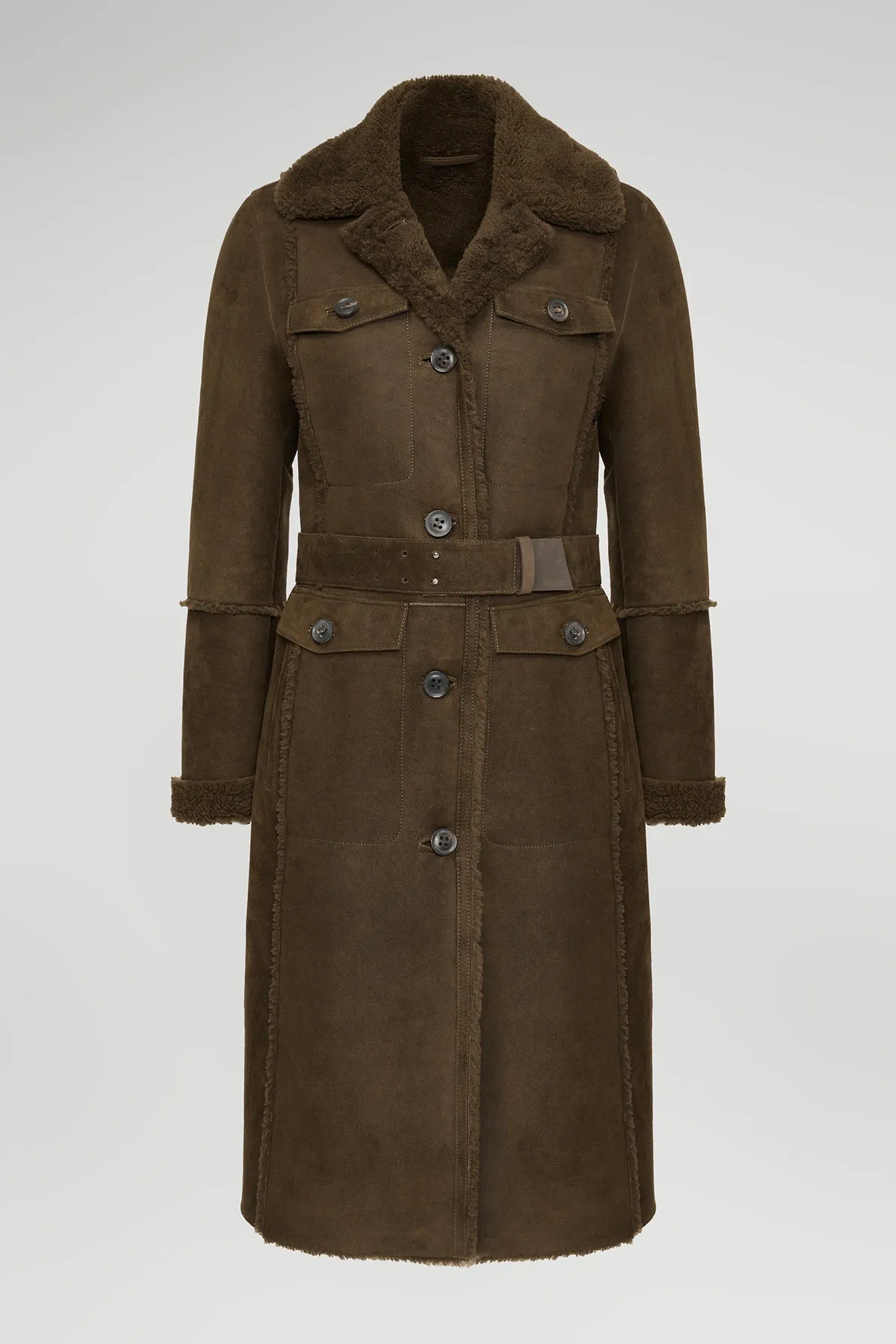 Brown Tobacco Shearling Coat