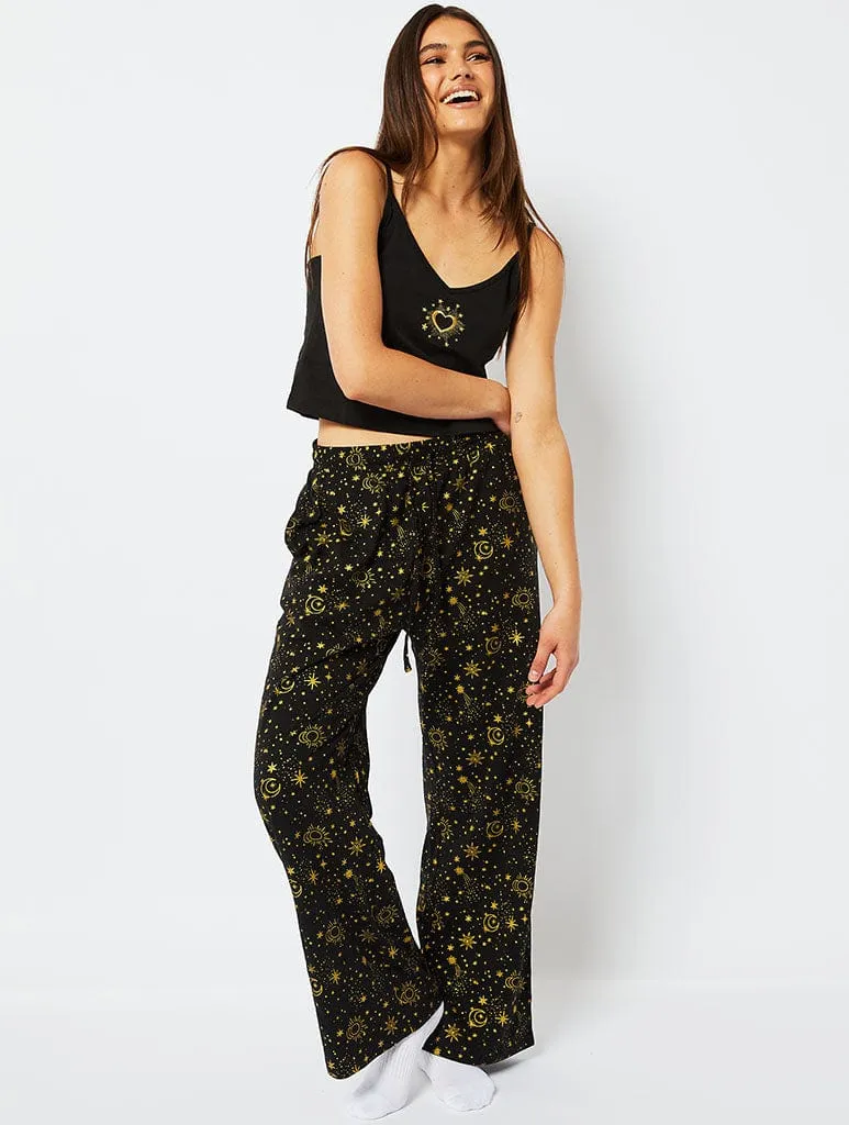 Celestial Cami & Trouser Pyjama Set in Black