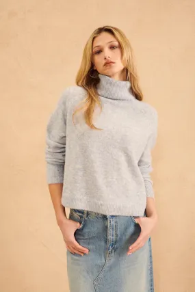 Chambray Blue Turtleneck Sweater