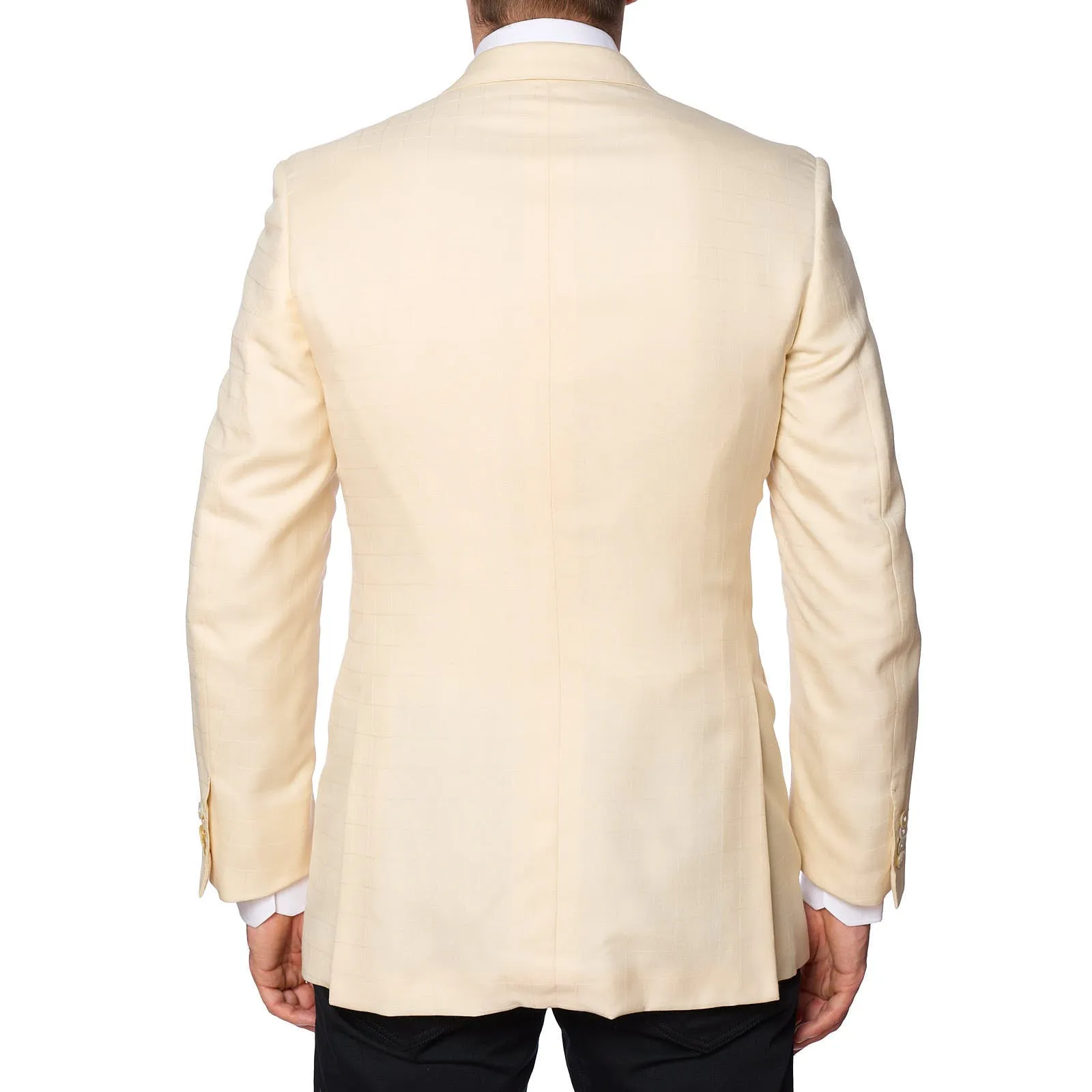 D'AVENZA for VANNUCCI Light Beige Windowpane Cashmere-Silk Jacket NEW