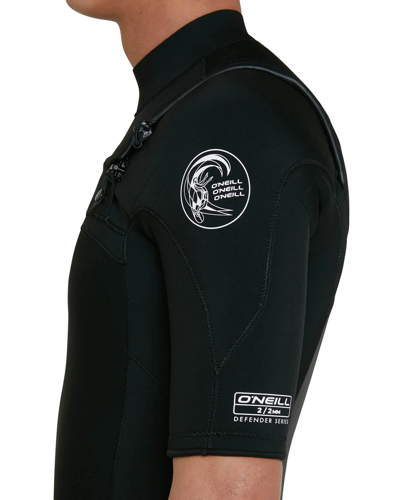 Defender 2mm Short Arm Steamer Chest Zip Wetsuit - Black