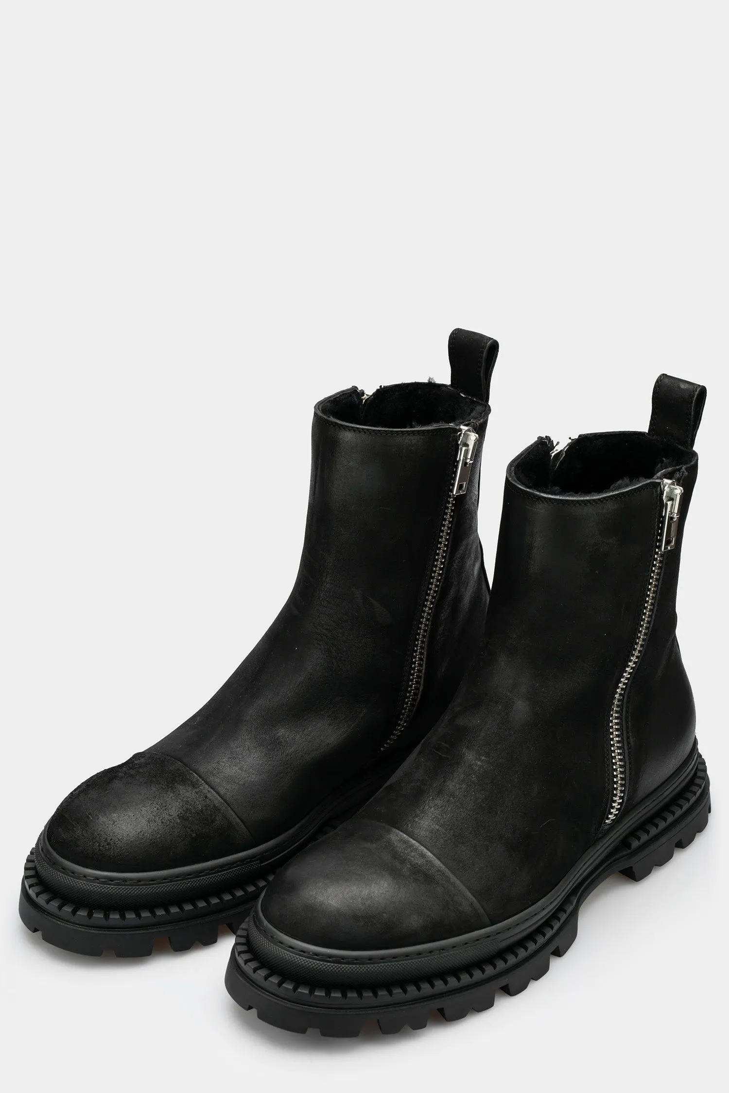 Double zip shearling lined boots