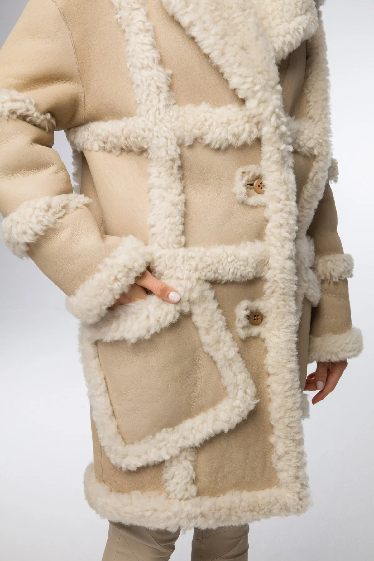 Ecru Shearling Coat