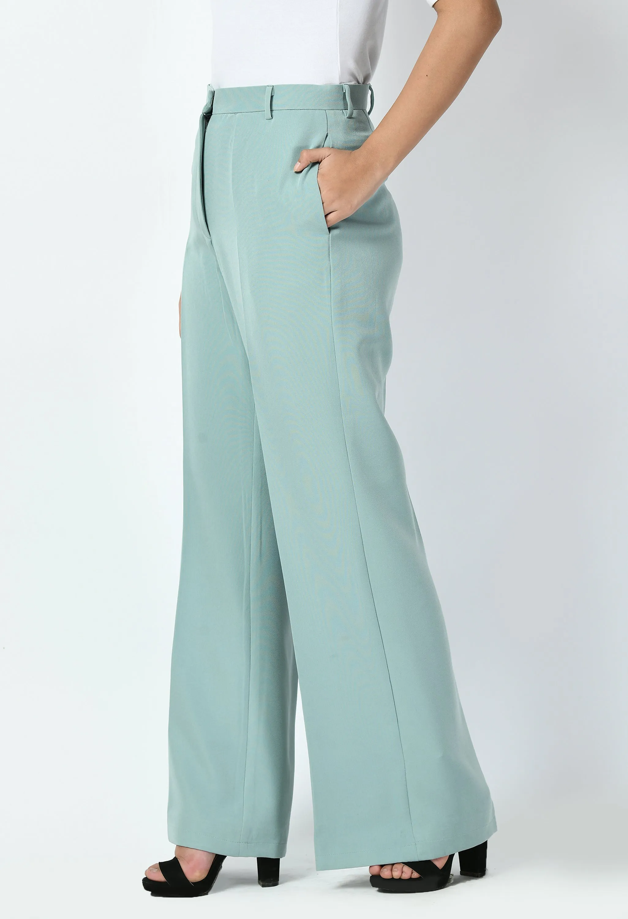 Exude Vitality Formal Blazer with Bootcut Trousers (Cyan Blue)