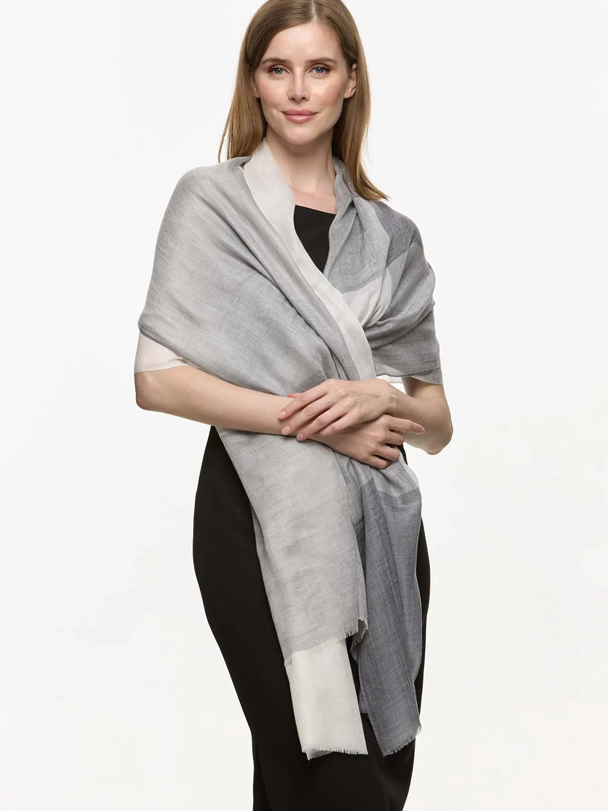 Featherlight Silver White Cashmere Scarf