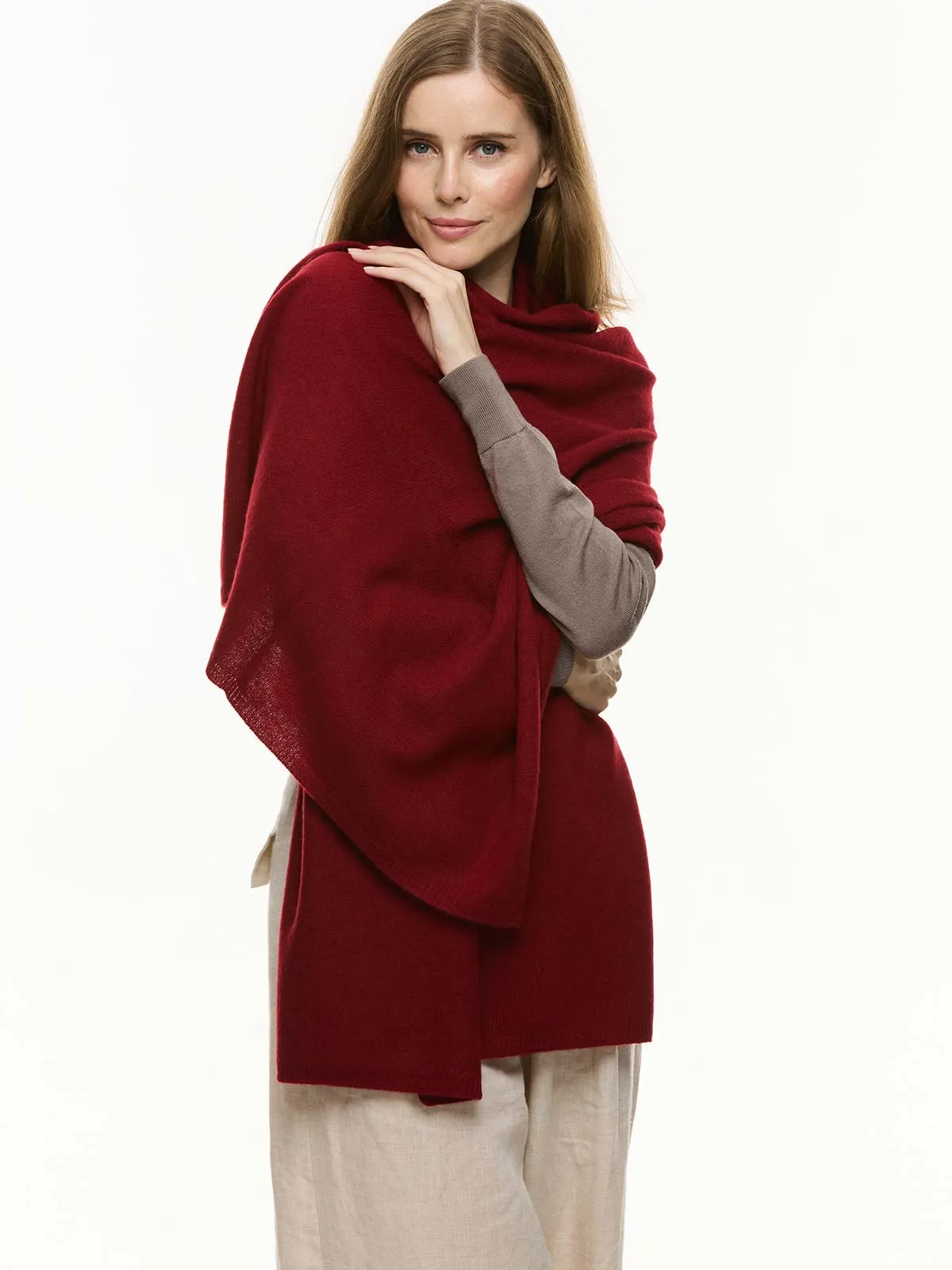 FlexKnit Wine Red Cashmere Wrap