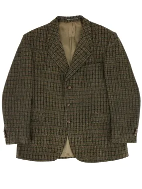 Green Pure Wool Check Vintage Tailored Jacket