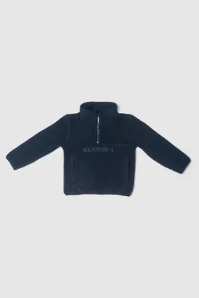 Jnr Sherpa Fleece Logo Quarter Zip Navy