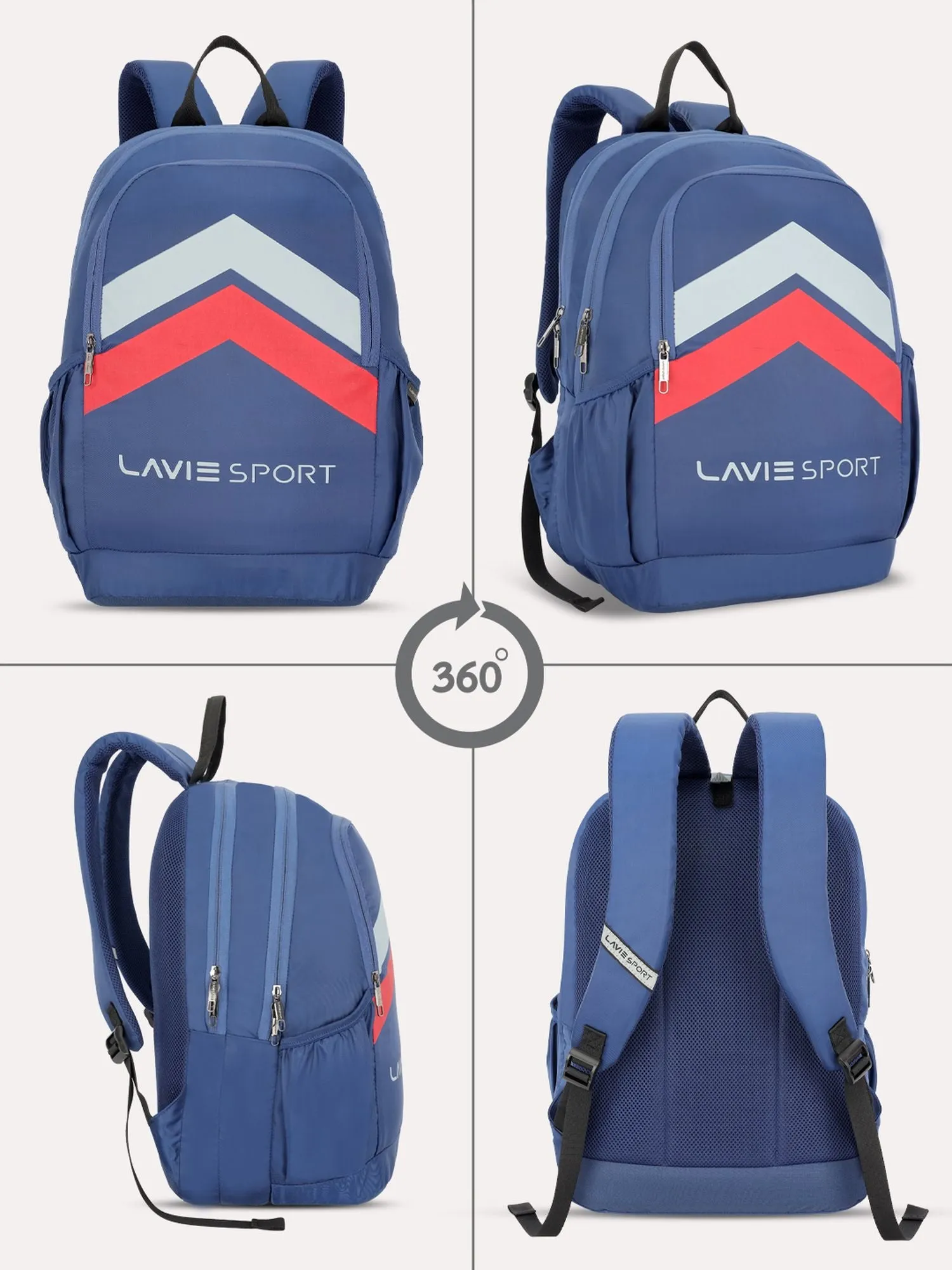 Lavie Sport Arrowhead 33L College Laptop Backpack with Rain cover For Boys & Girls|Men & Women Navy