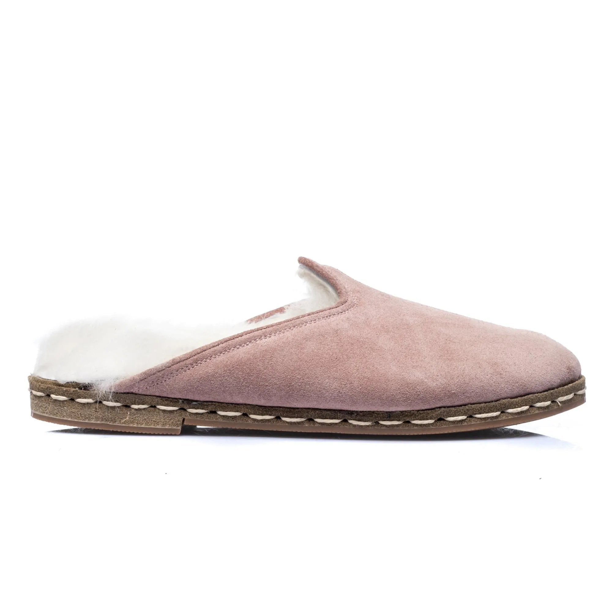 Men's Pink Suede Shearling Slippers