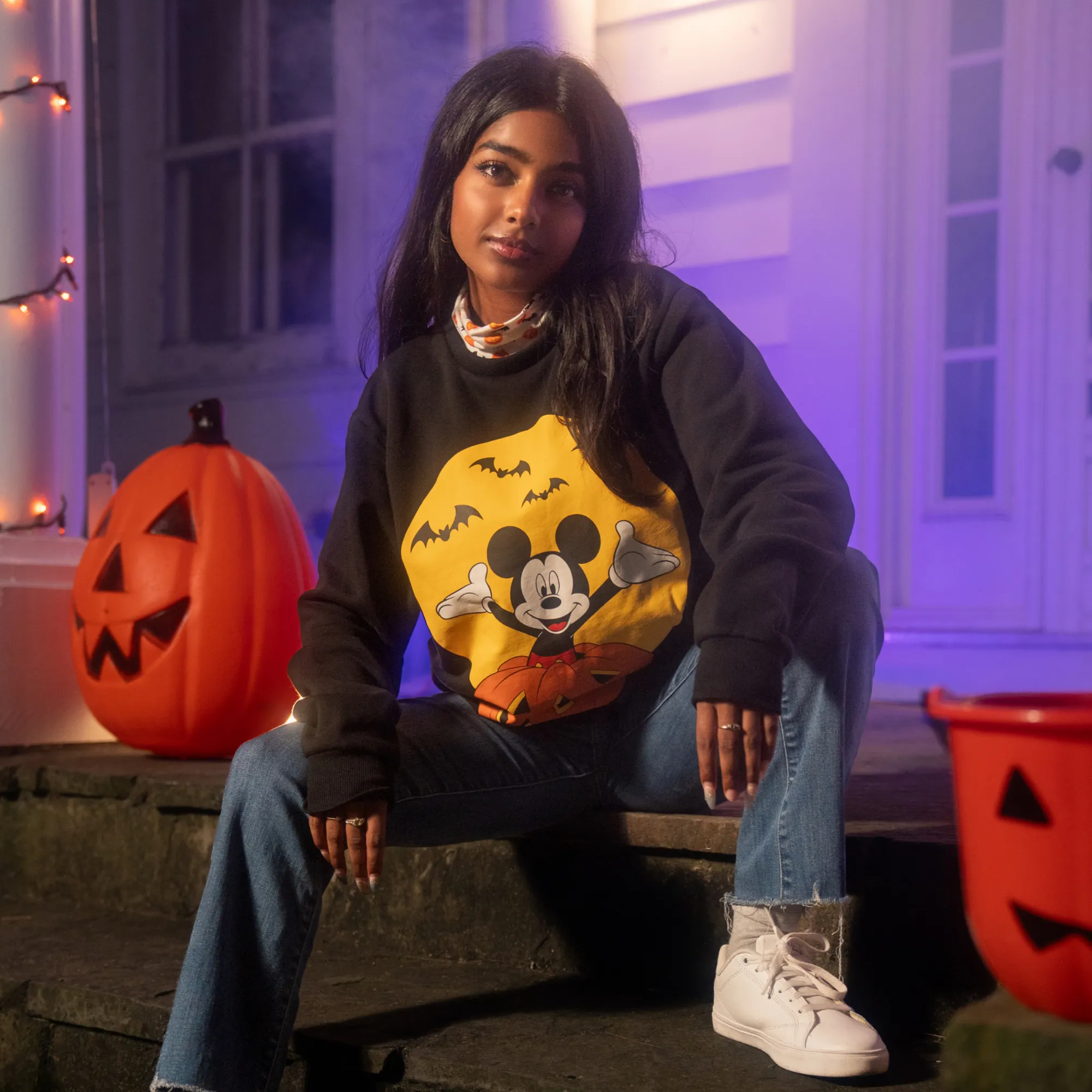 Mickey Pumpkin Collared Crewneck