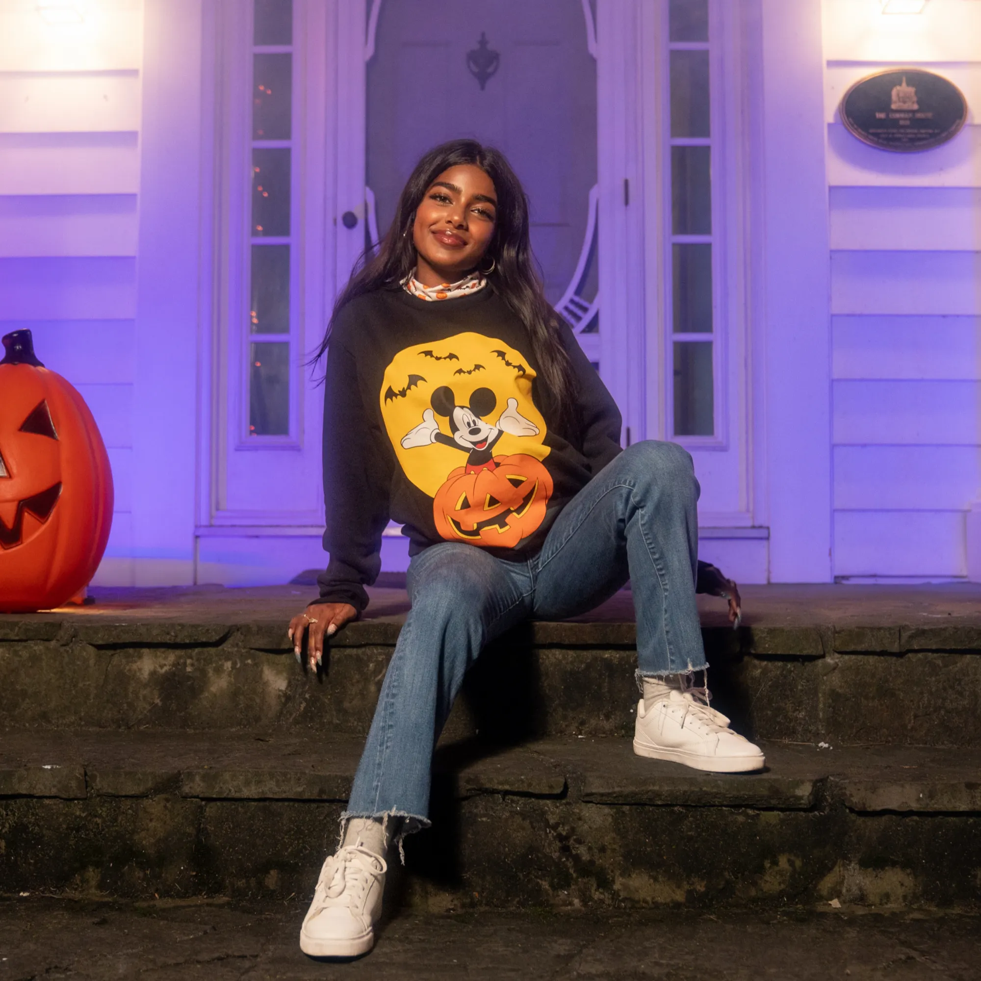 Mickey Pumpkin Collared Crewneck