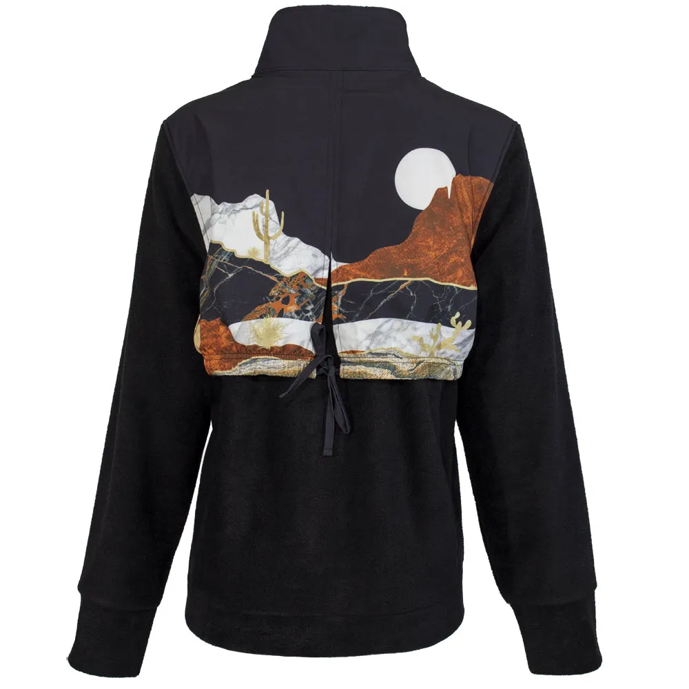 "Ladies Tech Fleece Jacket" Black w/Landscape Pattern