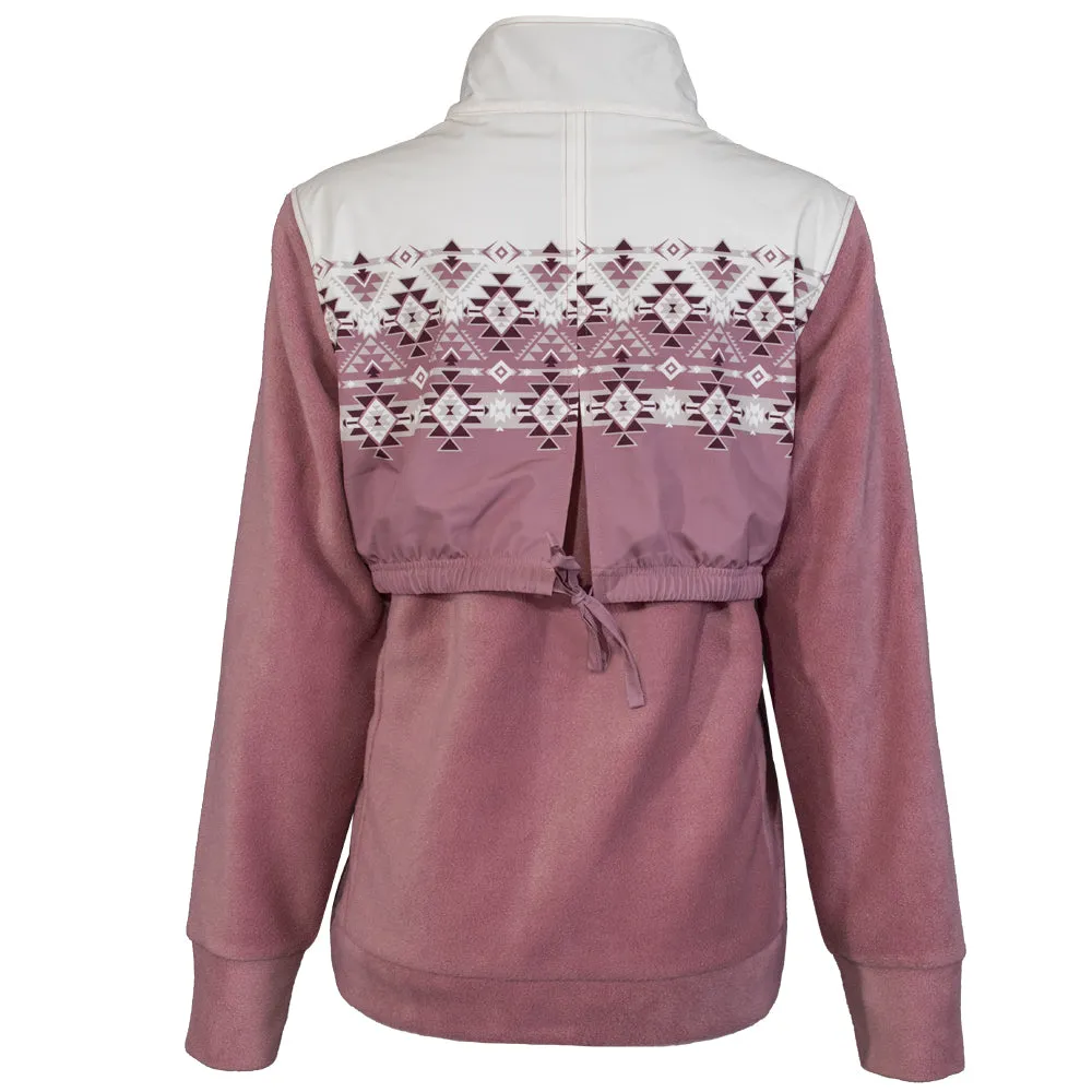 "Ladies Tech Fleece Jacket" Pink w/White Aztec