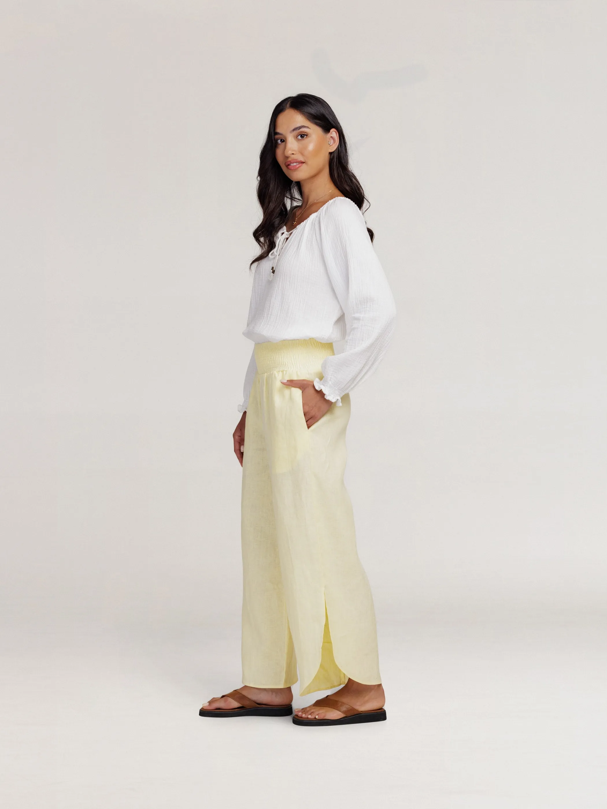 Siena Linen Pants Lemon