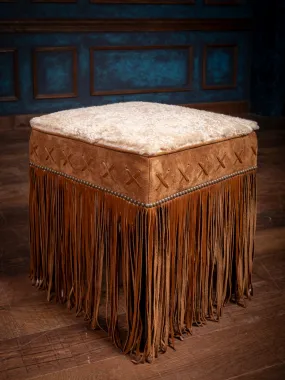 Sierra Sheepskin Fringe Ottoman