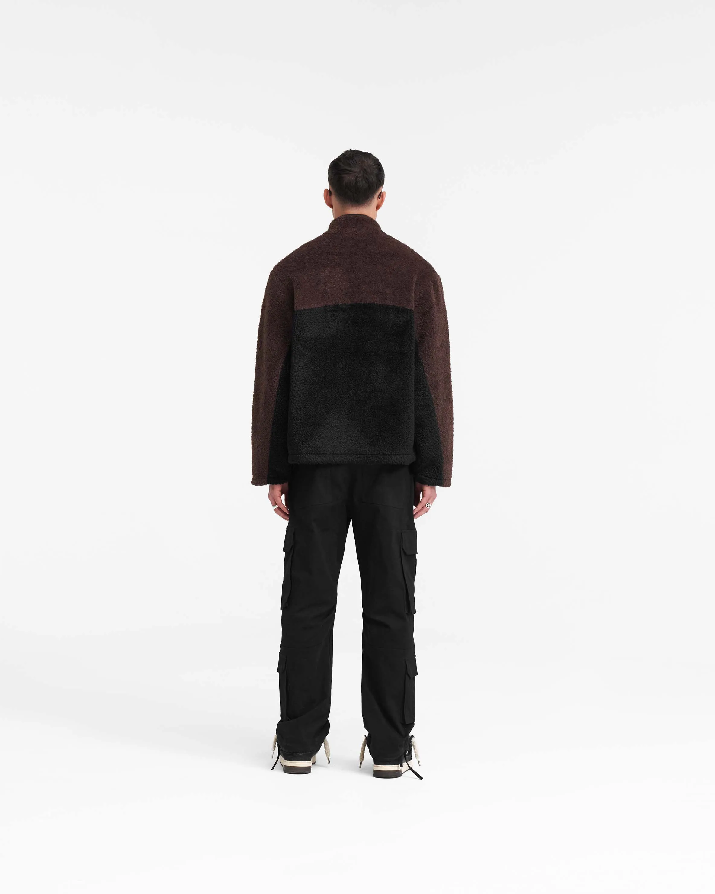 Split Block Fleece - Black Vintage Brown