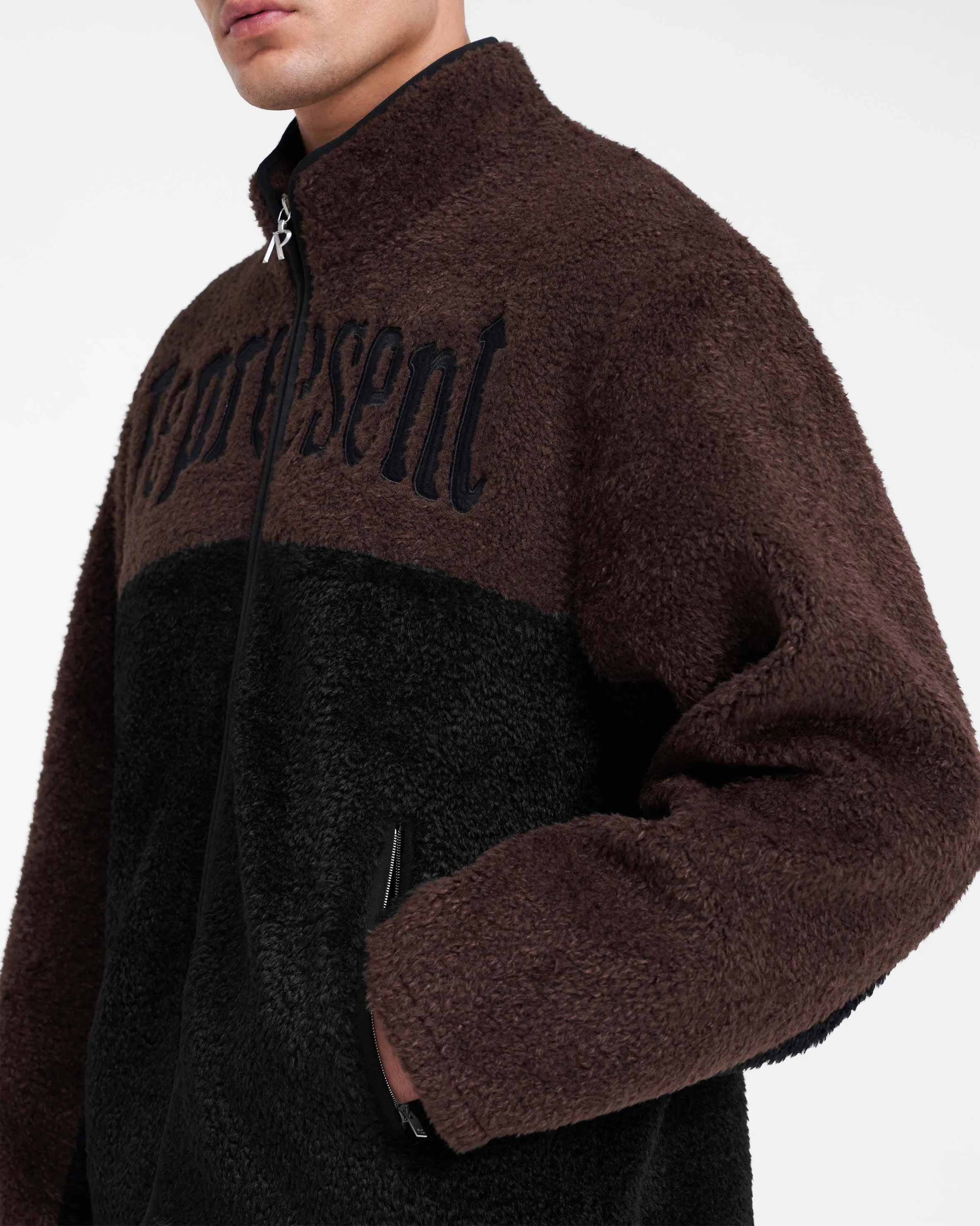 Split Block Fleece - Black Vintage Brown