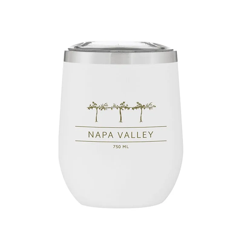 Stemless Stainless Steel Powder Coated Wine Cup Napa Valley Vines