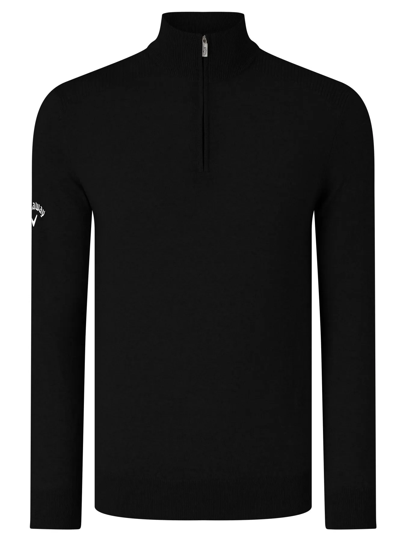 Thermal Merino Wool Quarter Zip Sweater In Black Onyx