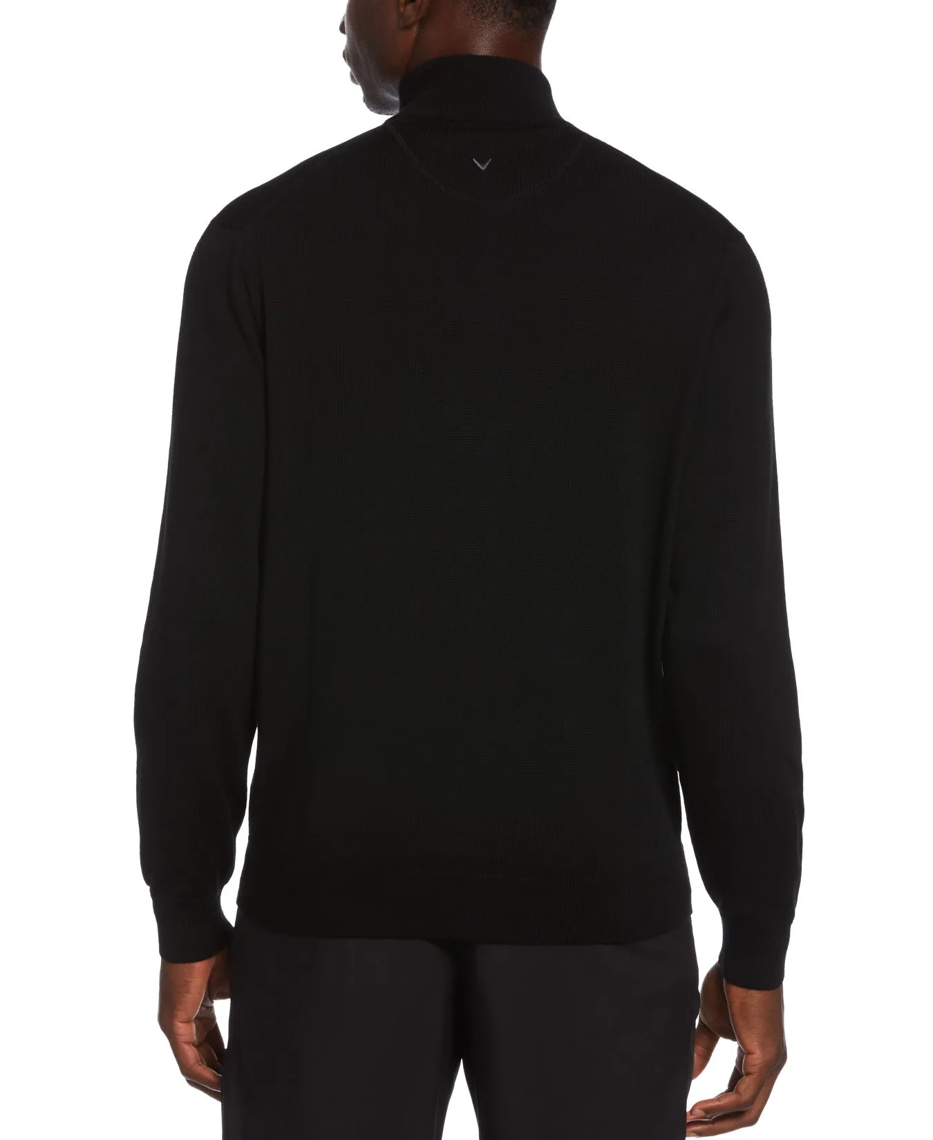 Thermal Merino Wool Quarter Zip Sweater In Black Onyx