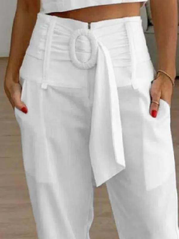 Women's Cropped Trousers With Belt