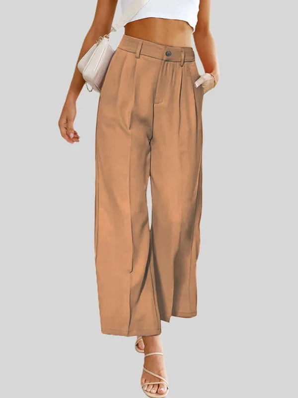 Women's High Waist Wide Leg Trousers With Pockets