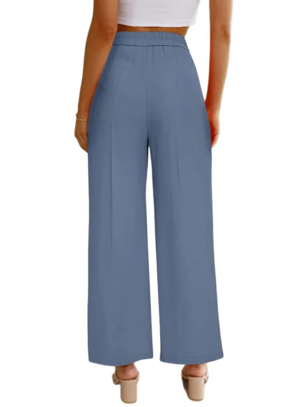 Women's High Waist Wide Leg Trousers With Pockets