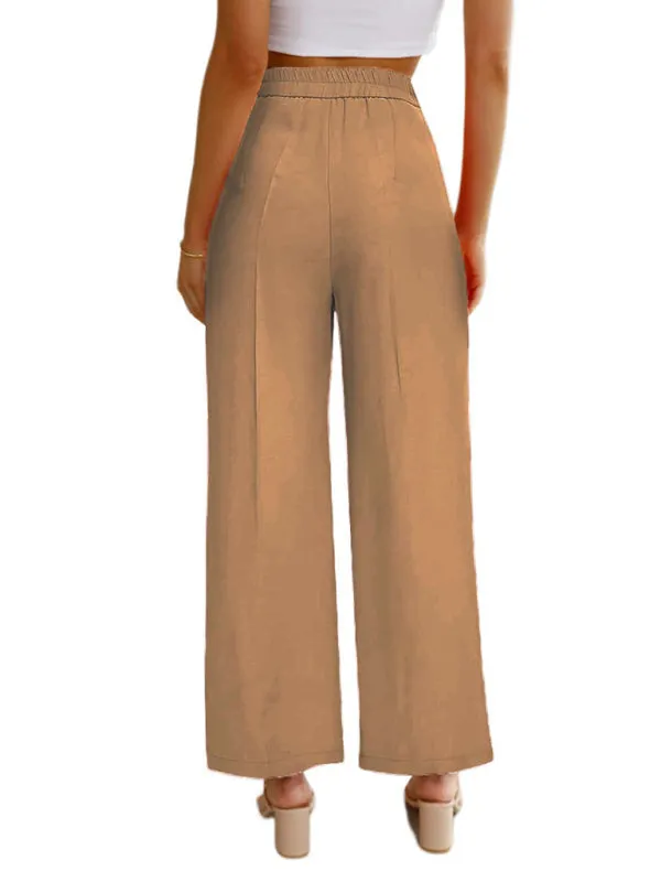 Women's High Waist Wide Leg Trousers With Pockets