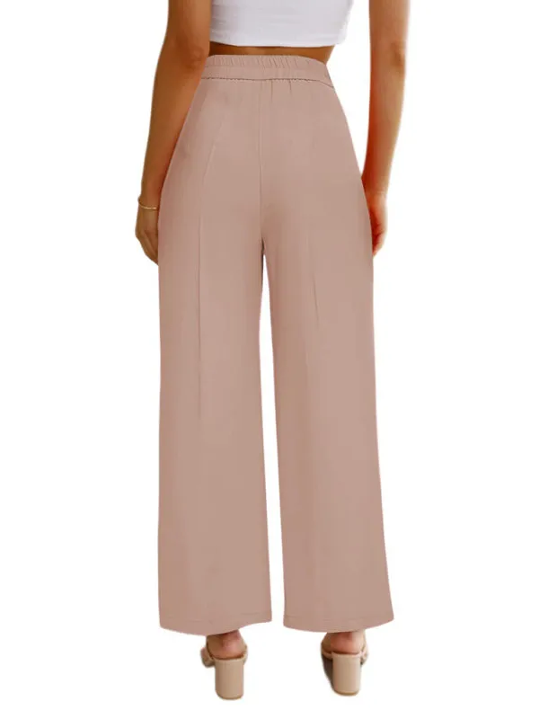 Women's High Waist Wide Leg Trousers With Pockets