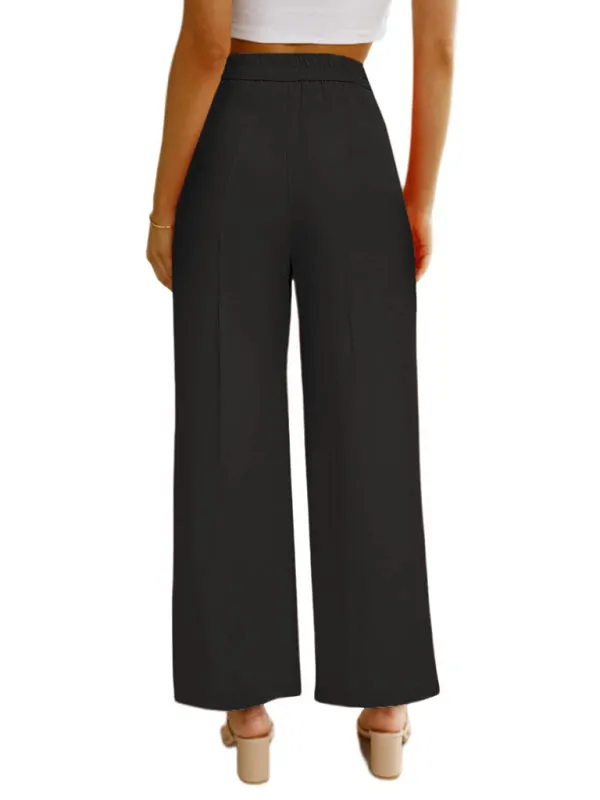 Women's High Waist Wide Leg Trousers With Pockets