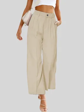 Women's High Waist Wide Leg Trousers With Pockets