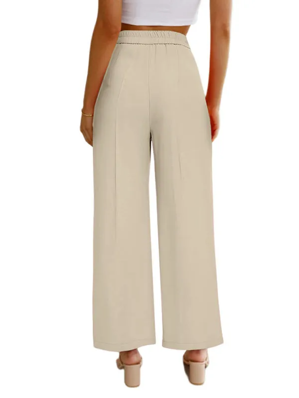 Women's High Waist Wide Leg Trousers With Pockets