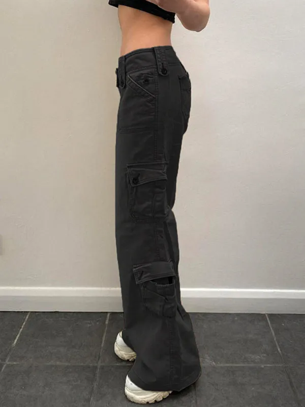 Women's Oversize Cargo Trousers With Multiple Pockets